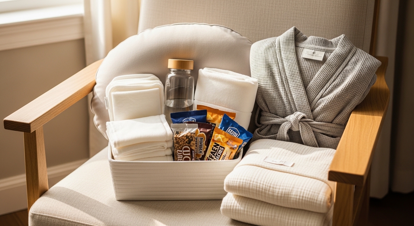 Postpartum comfort basket for fourth trimester recovery