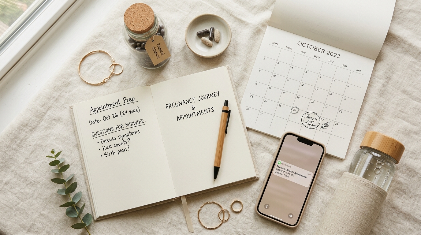 Simple appointment prep setup for pregnancy vaccine questions and prenatal care