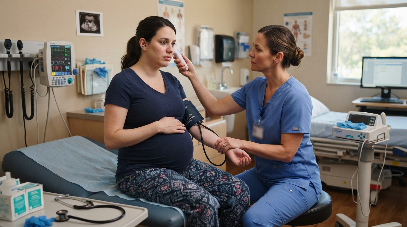Warning signs of maternal sepsis in pregnancy checked by a healthcare professional